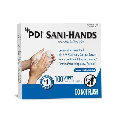 Sani-Hands Hand Sanitizer Wipes, Ethyl Alcohol Wipes Individually Wrapped with Aloe and Vitamin E, Hand Sanitizer Travel, Home, Outdoor Use, 5 in x 8 in, 100 Wipes, 1 Pack - görsel 1