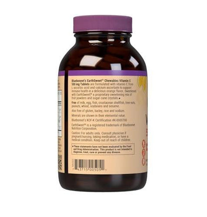 Bluebonnet Nutrition EarthSweet Vitamin C 500 mg Chewable Tablets - Orange - 90 Count