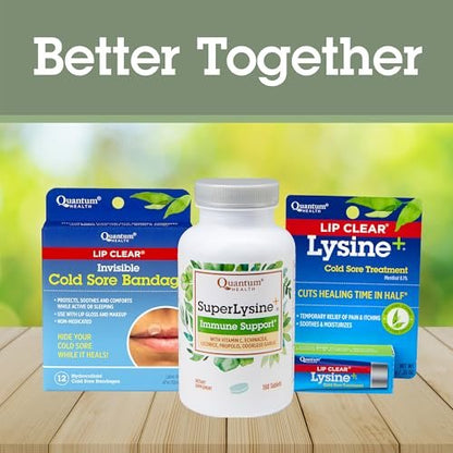 Quantum Health Super Lysine+ / Advanced Formula Lysine+ Immune Support with Vitamin C, Echinacea, Licorice, Propolis, Odorless Garlic (180 Tablets), Packaging may vary