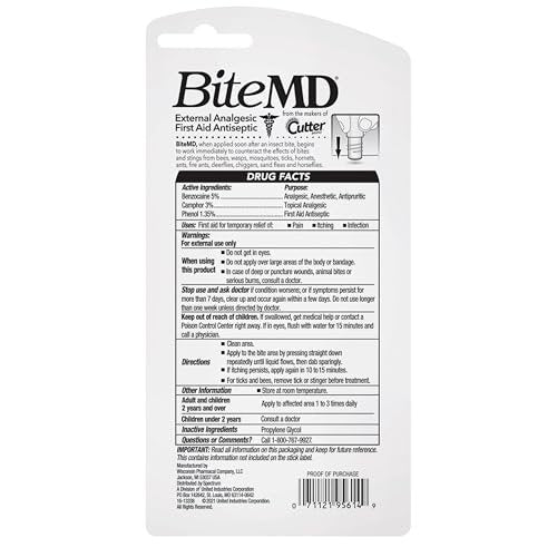 Cutter BiteMD Insect Bite Relief Stick, Analgesic And Antiseptic, 0.5 Fl Oz, 6 Pack - görsel 12