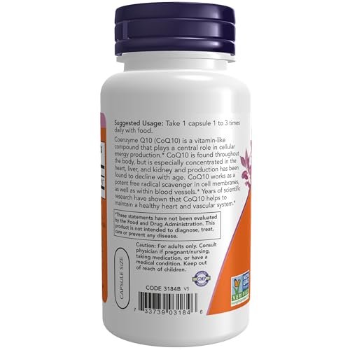 NOW Supplements, CoQ10 30 mg, Pharmaceutical Grade, All-Trans Form produced by Fermentation, 60 Veg Capsules - görsel 2