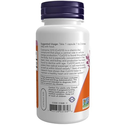 NOW Supplements, CoQ10 30 mg, Pharmaceutical Grade, All-Trans Form produced by Fermentation, 60 Veg Capsules