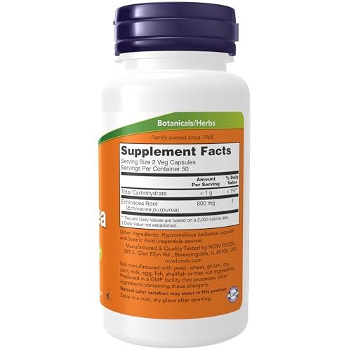 NOW Foods Supplements, Echinacea (Purpurea Root) 400 mg, Immune System Support*, 100 Veg Capsules - görsel 4