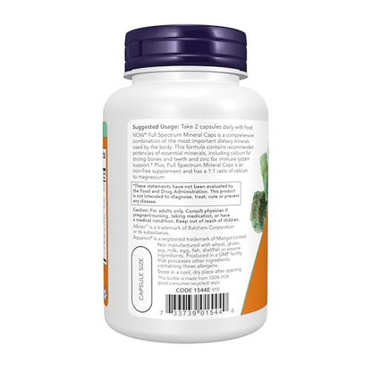 NOW Supplements, Full Spectrum Mineral Caps, Multi Mineral Formula, 120 Veg Capsules