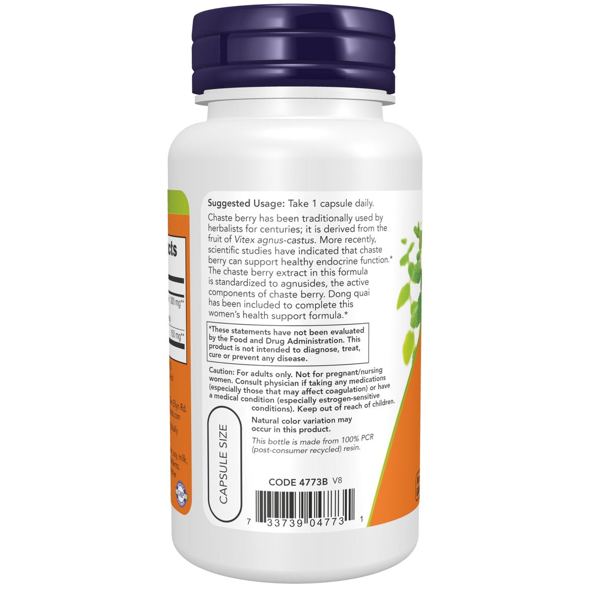 NOW Supplements, Chaste Berry Vitex Extract 300 mg with Dong Quai, Women's Health*, 90 Veg Capsules - görsel 5