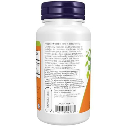 NOW Supplements, Chaste Berry Vitex Extract 300 mg with Dong Quai, Women's Health*, 90 Veg Capsules