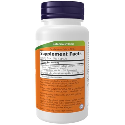 NOW Supplements, Chaste Berry Vitex Extract 300 mg with Dong Quai, Women's Health*, 90 Veg Capsules - görsel 4