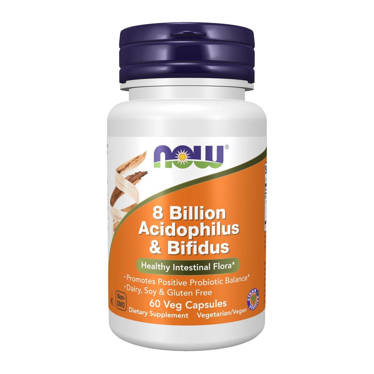 NOW Foods Supplements, 8 Billion Acidophilus & Bifidus, Dairy, Soy and Gluten Free, Strain Verified, 60 Veg Capsules - görsel 6