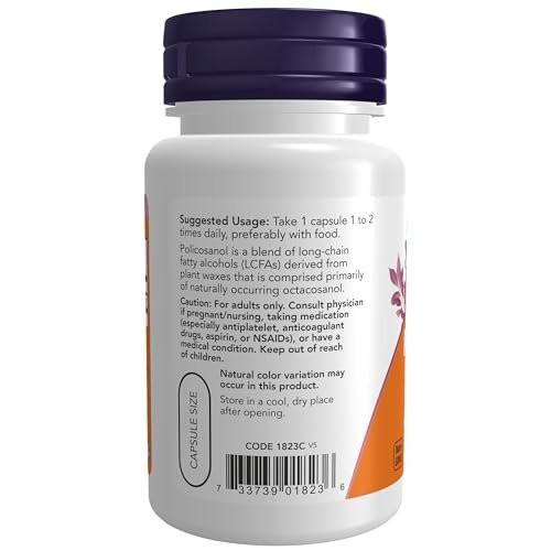 NOW Foods Supplements, Policosanol 10 mg, Blend of Long-Chain Fatty Alcohols (LCFAs) Derived from Sugar Cane, 90 Veg Capsules - görsel 5