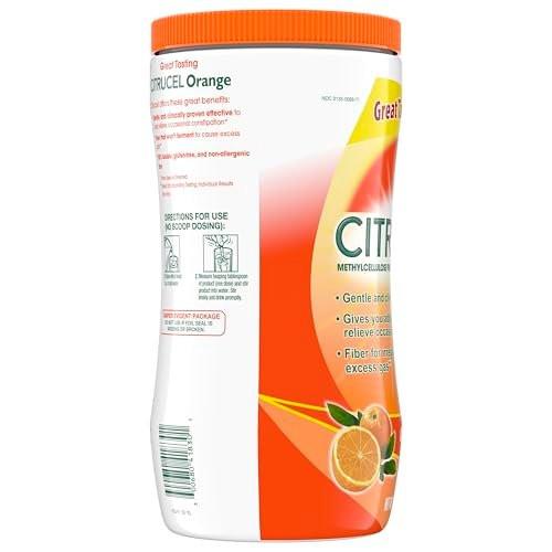 CITRUCEL Fiber Powder for Occasional Constipation Relief, Methylcellulose Fiber Powder, Orange Flavor - 30 Ounces - görsel 11