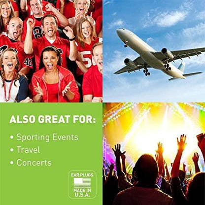 Flents Protechs Foam Ear Plugs, 50 Pair for Sleeping, Snoring, Loud Noise, Traveling, Concerts, Construction, Studying, Work, Shooting, NRR 33, Noise Cancelling, Disposable, Purple, Made in the USA