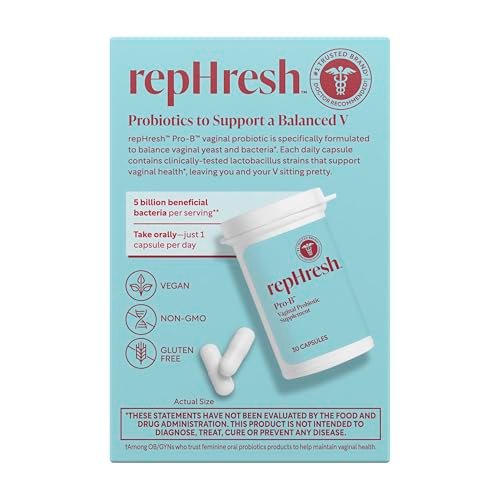 RepHresh Pro-B Vaginal Probiotic Supplement, pH Balance, Probiotics for Women, Balances Yeast and Bacteria to Maintain Feminine Health, Daily Oral Capsules, 30 Count - görsel 6