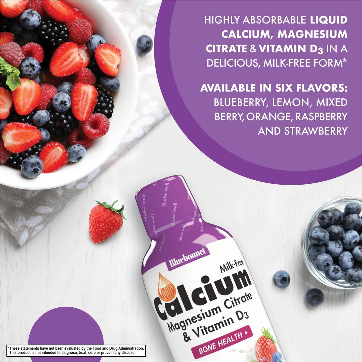 Bluebonnet Nutrition Liquid Calcium Citrate, Magnesium, Vitamin D3, Bone Health, Gluten Free, Soy Free, Milk Free, Kosher, 16 fl oz, 32 Servings, Mixed Berry Flavor - görsel 5
