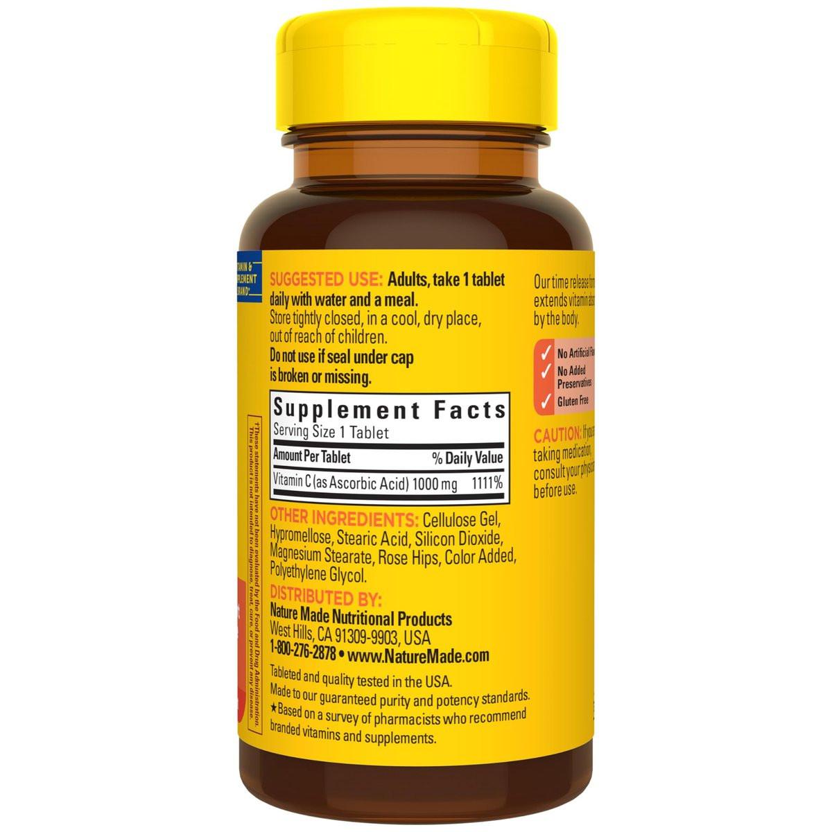 Nature Made Vitamin C 1000mg with Rose Hips, Dietary Vitamin C Supplement for Immune Support, 60 Time Release Tablets, 60 Day Supply - görsel 16