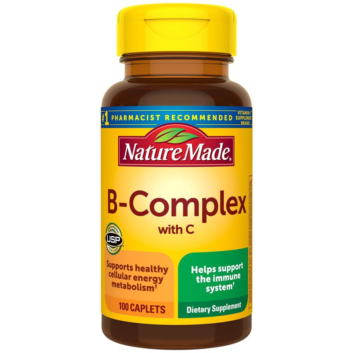 Nature Made B Complex Supplement, Vitamin B Complex With Vitamin C for Immune System Support, 100 Caplets, 100 Day Supply - görsel 18