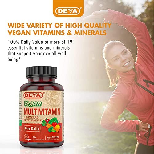 DEVA Vegan Multivitamin & Mineral Supplement with Iron 2-Pack, Spirulina, Chlorella, Ashwagandha, Broccoli & More, 90 Coated Tablets Each - görsel 12