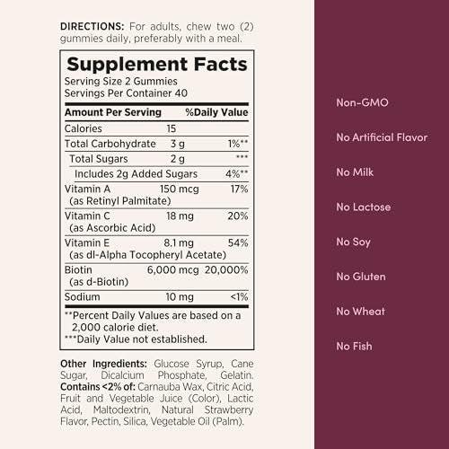 Nature's Bounty Optimal Solutions Advanced Hair, Skin, Nails, 2X Biotin, 200 Strawberry Gummies - görsel 8