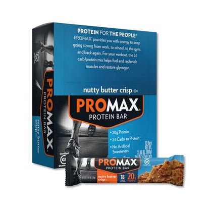 Promax Protein Bar, Nutty Butter Crisp, 20g – High Protein Content: 20g of protein per bar to support muscle – Image 1