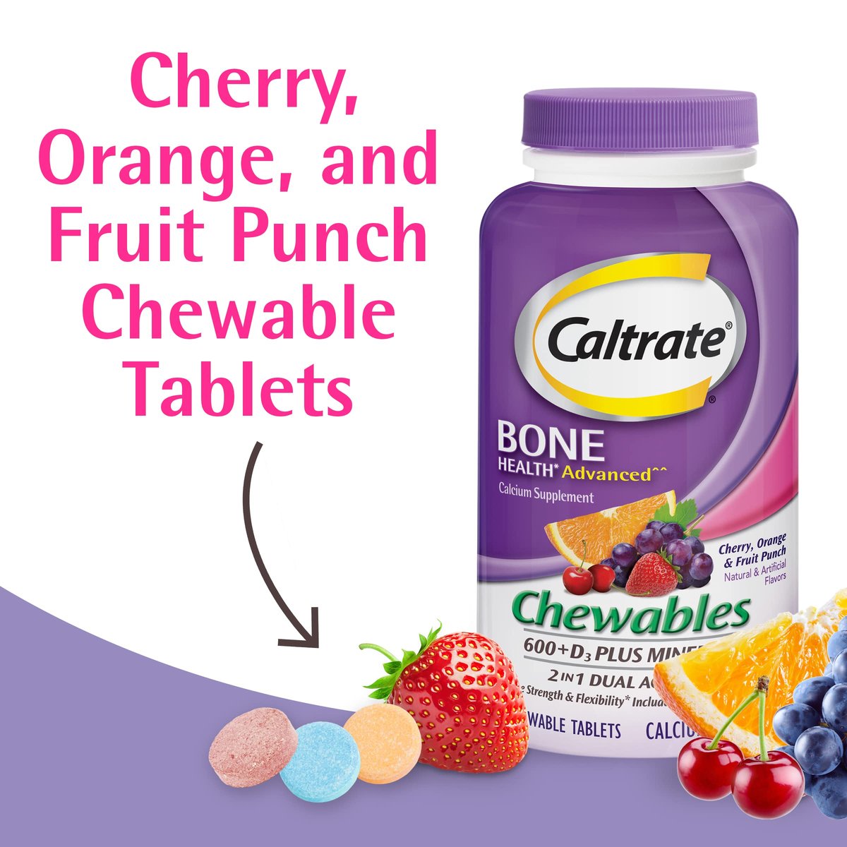 Caltrate Chewables 600 + D3 Plus Minerals – Essential Minerals: Includes zinc, magnesium, and copper – key – Image 3