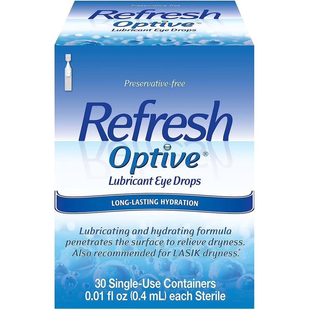 Refresh Optive Lubricant Eye Drops For Dry Eyes, Preservative-Free, 0.01 Fl Oz Single-Use Containers, 30 Count - görsel 9