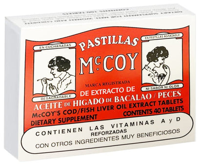 Mccoy Cod/Fish Liver Oil Extract Tablets 40 - High Potency Omega-3 Supplement