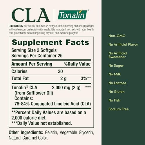 Nature's Bounty Tonalin Pills and Dietary Supplement, Diet and Body Support, 1000 mg, 50 Rapid Release Softgels - görsel 3