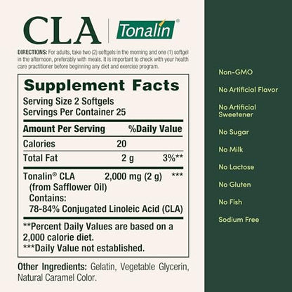 Nature's Bounty Tonalin Pills and Dietary Supplement, Diet and Body Support, 1000 mg, 50 Rapid Release Softgels