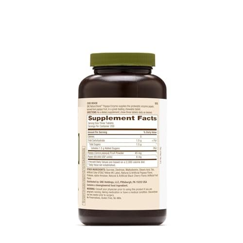 GNC Natural Brand Papaya Enzyme, 600 Chewable Tablets - görsel 3