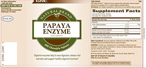 GNC Natural Brand Papaya Enzyme, 240 Tablets, Supports Healthy Digestive Function - görsel 1