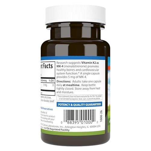 Carlson Vitamin K2 (MK-4) – Menatetrenone Supplement for Bone & Heart Health, Soy-Free, 60 Capsules - görsel 1