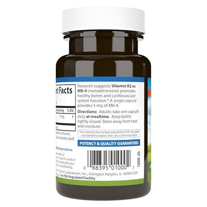 Carlson Vitamin K2 (MK-4) – Menatetrenone Supplement for Bone & Heart Health, Soy-Free, 60 Capsules