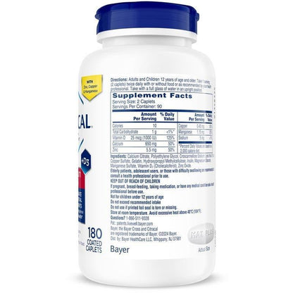 Citracal Maximum Plus Calcium Supplement - Calcium Citrate with Vitamin D3, Zinc, & Essential Minerals for Bone Health Support, Ages 12+, 180 Count (Packaging May Vary)