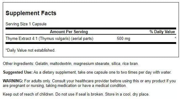 Swanson Thyme Leaf - Herbal Supplement Supporting Respiratory System Health - Natural Formula Aiding Digestive System Health - (120 Capsules, 500mg Each) - görsel 2