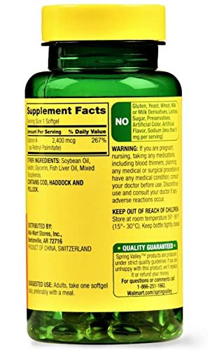 Spring Valley Vitamin A Supplement 2400 MCG, 250 Softgels - görsel 3
