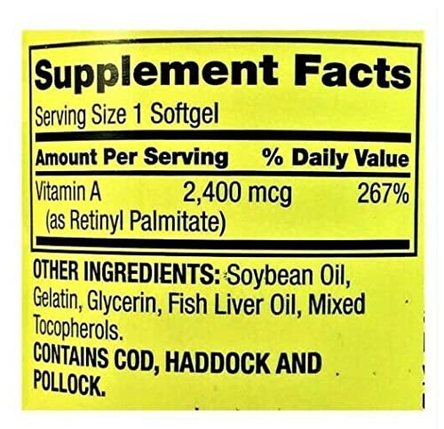 Spring Valley Vitamin A Supplement 2400 MCG, 250 Softgels - görsel 5