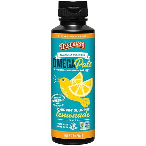 Barlean's Omega Pals Chirpin' Slurpin' Lemonade Flavored Omega-3 for Kids - Yummy Children's Liquid Fish Oil Supplement with 540 mg of EPA and DHA Fatty Acid for Brain & Eye Health, 8 oz - görsel 14