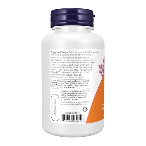 NOW Supplements, Alpha GPC 300 mg with Bioavailable Source of Choline, 60 Veg Capsules - görsel 5