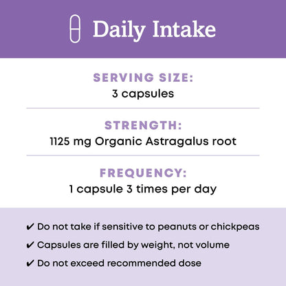 Oregon's Wild Harvest Certified Organic Astragalus Capsules for Immunity Support, 1125 MGS, 90 Count