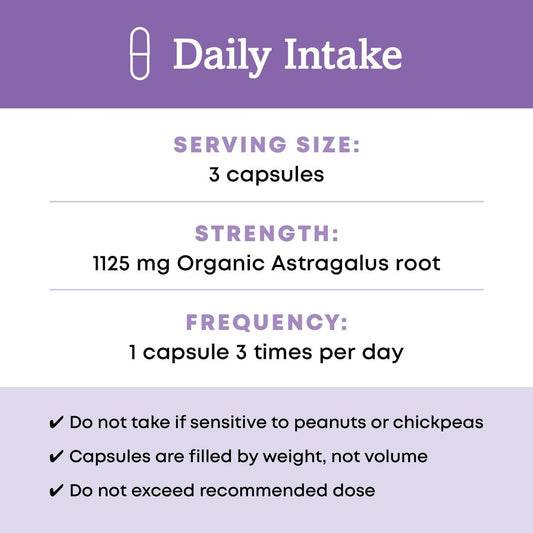 Oregon's Wild Harvest Certified Organic Astragalus Capsules for Immunity Support, 1125 MGS, 90 Count
