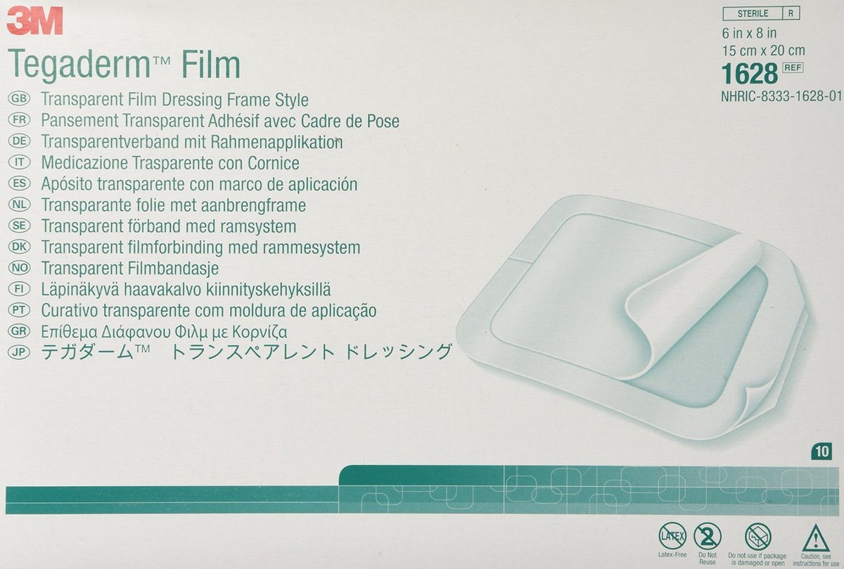 3M Tegaderm Transparent Film Dressing 6 x 8 – Transparent Film: Allows continuous monitoring of the wound or IV – Image 1