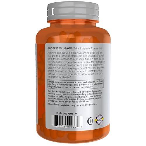 NOW Sports Nutrition, Arginine & Citrulline 500 mg/ 250 mg, Amino Acids, 120 Veg Capsules - görsel 7