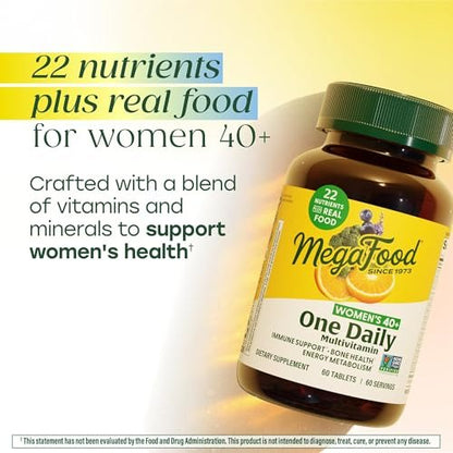 MegaFood Multivitamin for Women 40+ One Daily Womens Multivitamin - with Methylated B12, Methyl Folate, Vitamin D3, C & Zinc - Energy Metabolism, Immune Support & Bone Health, Vegetarian, 30 Tablets