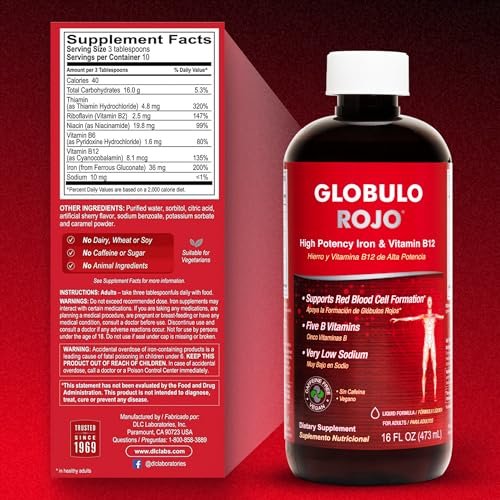 Globulo Rojo Iron Supplement - Liquid Dietary Supplement with High Potency Iron & B Vitamins (Vegan) (16 Fl Oz) - görsel 12