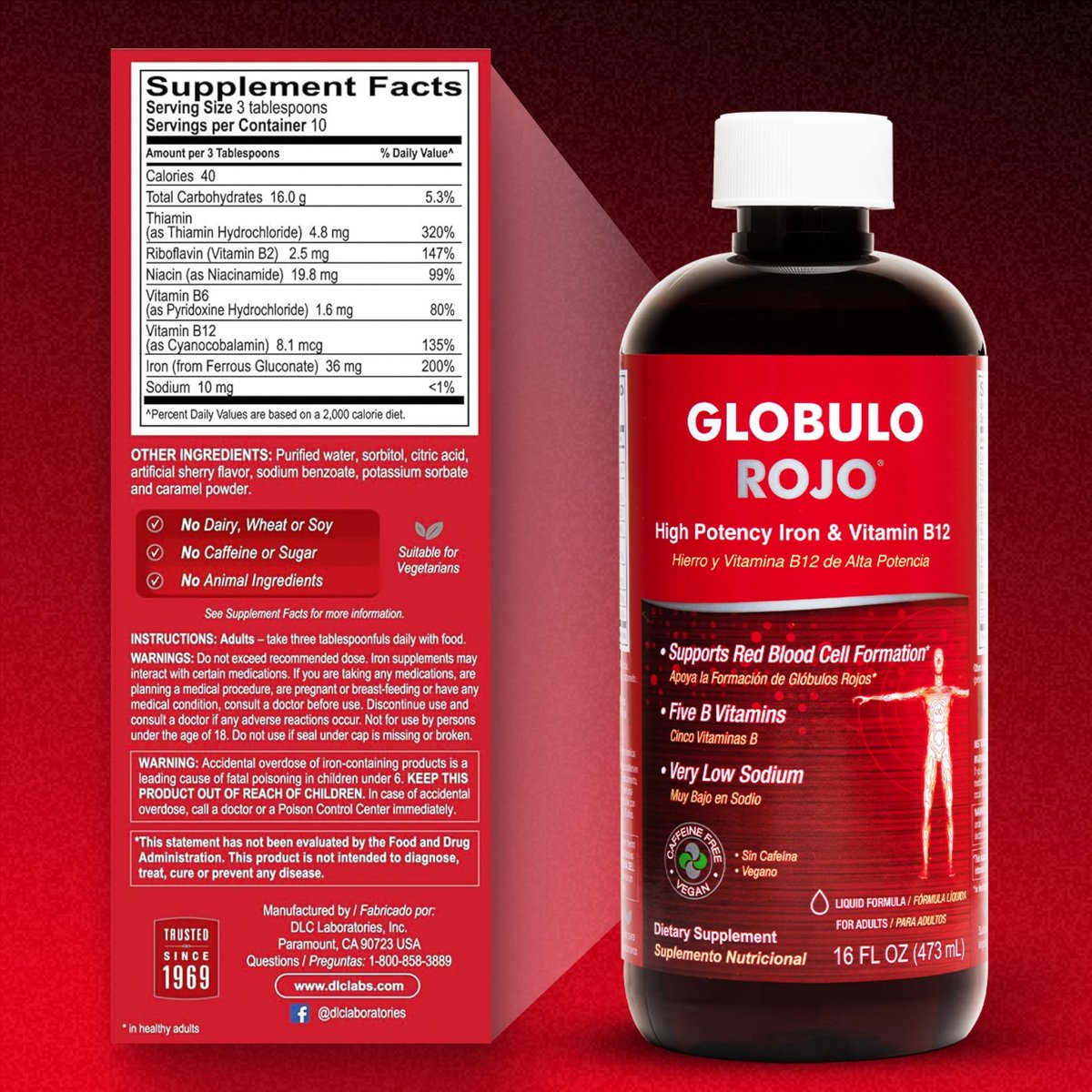 Globulo Rojo Iron Supplement - Liquid Dietary Supplement with High Potency Iron & B Vitamins (Vegan) (16 Fl Oz) - görsel 11