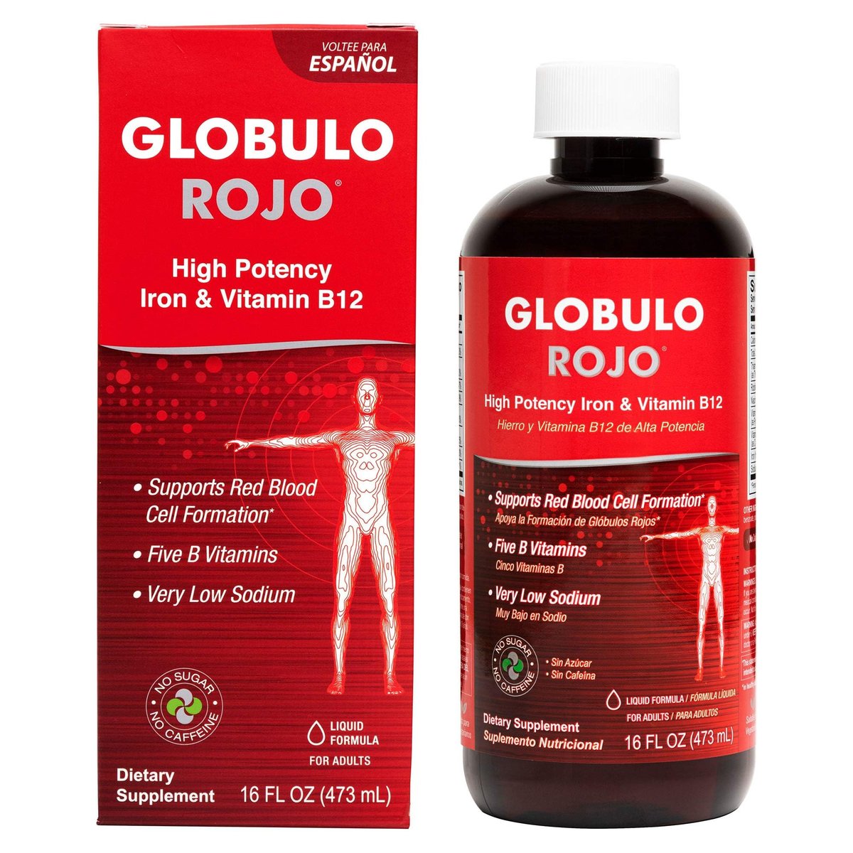 Globulo Rojo Iron Supplement - Liquid Dietary Supplement with High Potency Iron & B Vitamins (Vegan) (16 Fl Oz) - görsel 1