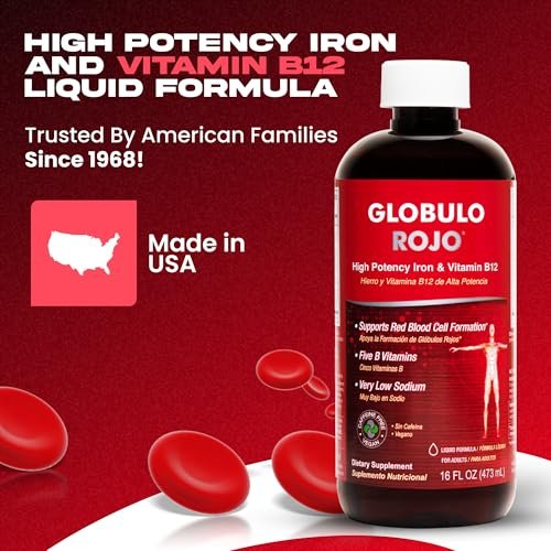 Globulo Rojo Iron Supplement - Liquid Dietary Supplement with High Potency Iron & B Vitamins (Vegan) (16 Fl Oz) - görsel 4