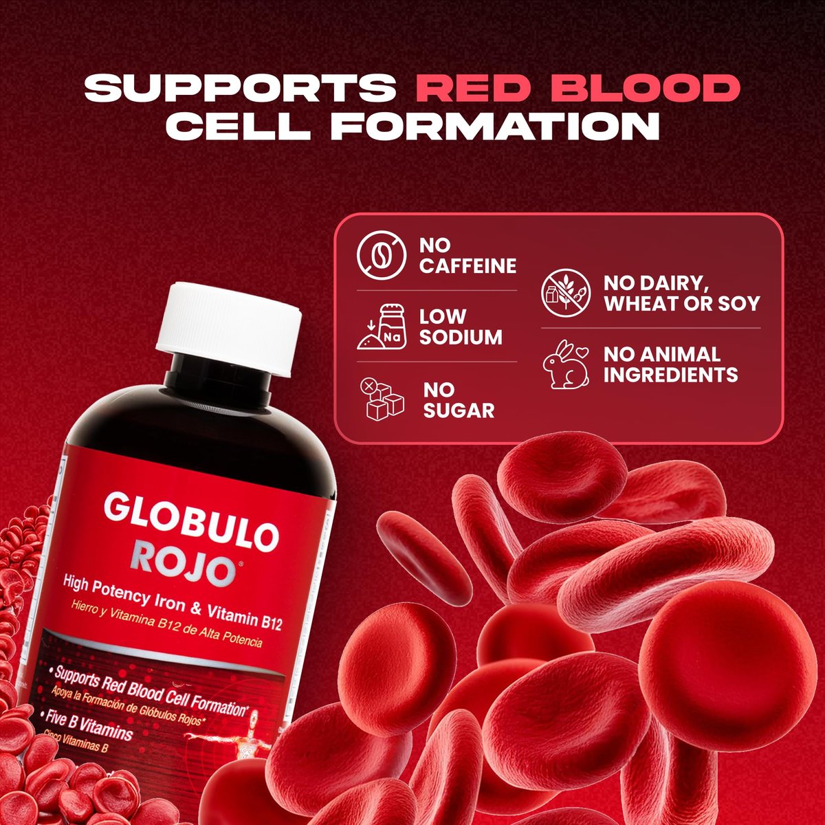 Globulo Rojo Iron Supplement - Liquid Dietary Supplement with High Potency Iron & B Vitamins (Vegan) (16 Fl Oz) - görsel 5