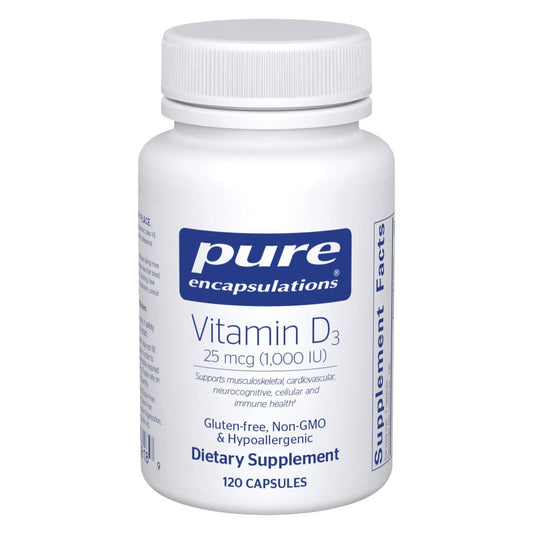 Pure Encapsulations Vitamin D3 25 mcg (1,000 IU) - Supplement to Support Bone, Joint, Breast, Heart, Colon & Immune Health* - with Premium Vitamin D - 120 Capsules