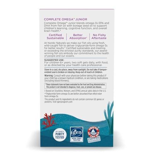 Nordic Naturals Complete Omega Jr., Lemon - 90 Mini Soft Gels - 283 mg Total Omega-3s & 35 mg GLA - Healthy Cognition, Nervous System Function - Non-GMO - 45 Servings - görsel 1