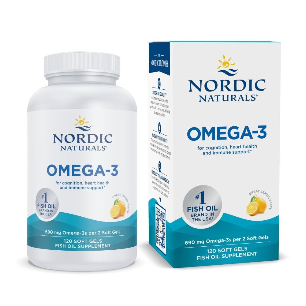 Nordic Naturals Omega-3, Lemon Flavor - 120 Soft Gels - 690 mg Omega-3 - Fish Oil - EPA & DHA - Immune Support, Brain & Heart Health, Optimal Wellness - Non-GMO - 60 Servings - görsel 3